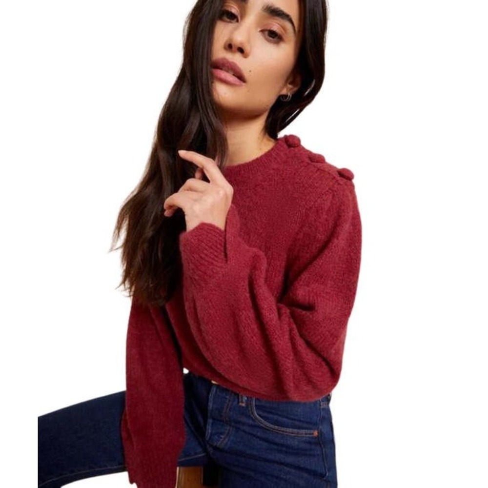 NATION LTD | Vivi Sweater S Curtain Call Burgundy Split Cuff Baby Alpaca Merino